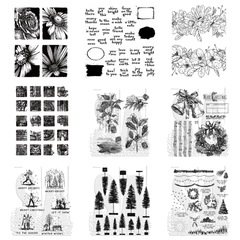 クリスマス新しい漫画レトロスタンプカッティングシリーズ透明素材ステッカー装飾ハンドブック DIY シール