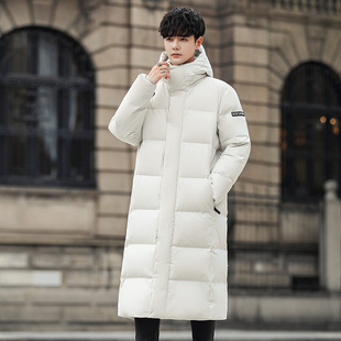 Winter New Down Jacket Hooded Long Over-the-knee Men's Korean Fashionable Thickened Jacket Men's Long Down Jacket Men's