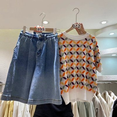 2022夏季新款！复古港风 痞帅感 高腰宽松阔腿休闲百搭牛仔中裤