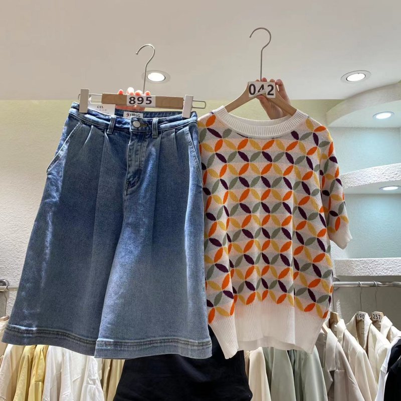 2022夏季新款！复古港风 痞帅感 高腰宽松阔腿休闲百搭牛仔中裤