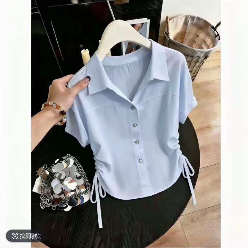 Casual Simple Style Short-Sleeved Shirt for Women, New Summer Style, Versatile, Fashionable, Age-Reducing, Commuting Style, High-End Top Casual Simple Style Short-Sleeved Shirt for Women, New Summer Style, Versatile, Fashionable, Age-Reducing, Commuting Style, High-End Top