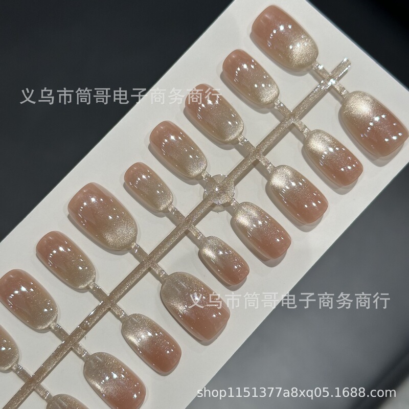 Nail Polish Gel Electroplating Kannonji Gradient Cat's Eye Glass Beads Manicure Finished Products Pre-Made Nail Processing Wholesale Wearable Nails