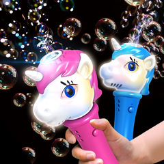 New LED Unicorn Bubble Machine Electric Fully Automatic Handheld Bubble Stick Children's Toys Wholesale