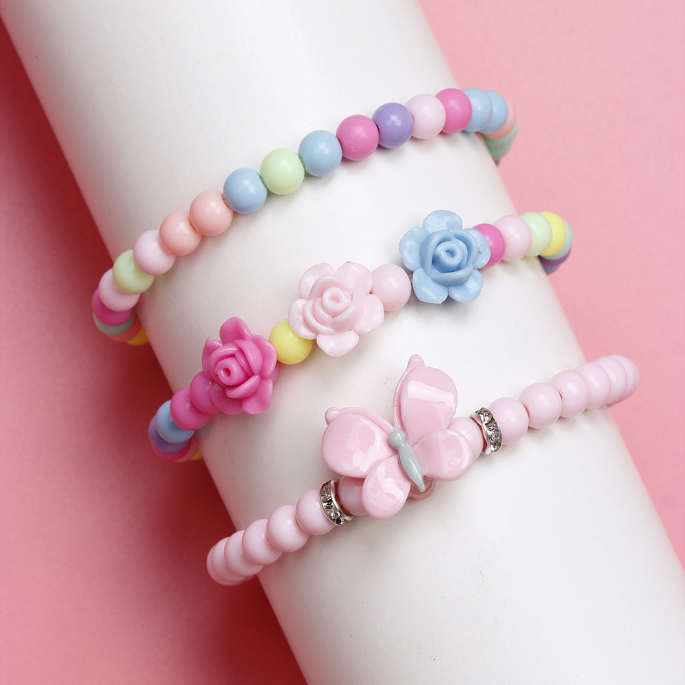 Cute Flower Butterfly Plastic Beaded No Inlaid Bracelets display picture 2