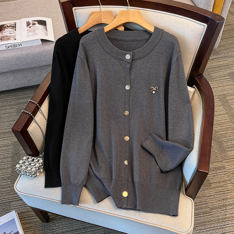 200/ 150kg Plus Size Women's Bust 150/160 Loose Cardigan Sweater Knitted Jacket 175kg -8305