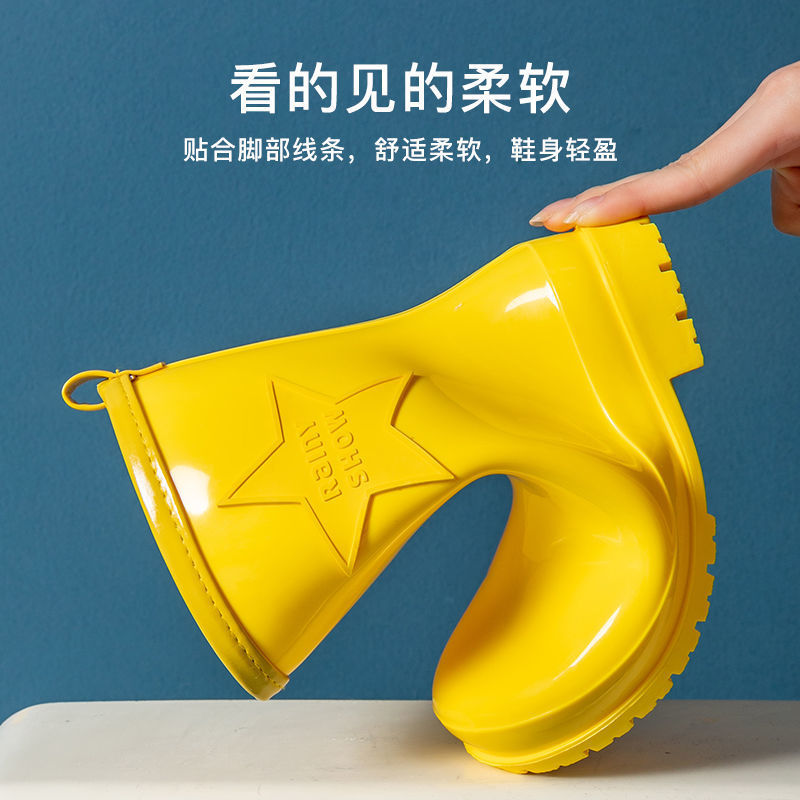 Children's Rain Boots for Big Kidsren, Boys and Girls, Cartoon Non-Slip Rain Boots for Primary School Students, Mid-Tube Warm Water Shoes, Kidsren's Rubber Shoes