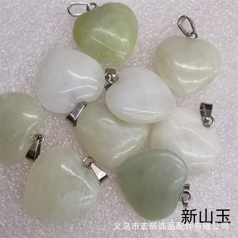 Natural cristal ágata Dongling Jade de doble cara en forma de corazón de amor colgante collar de accesorios de la joyería de la joya de la fábrica al por mayor