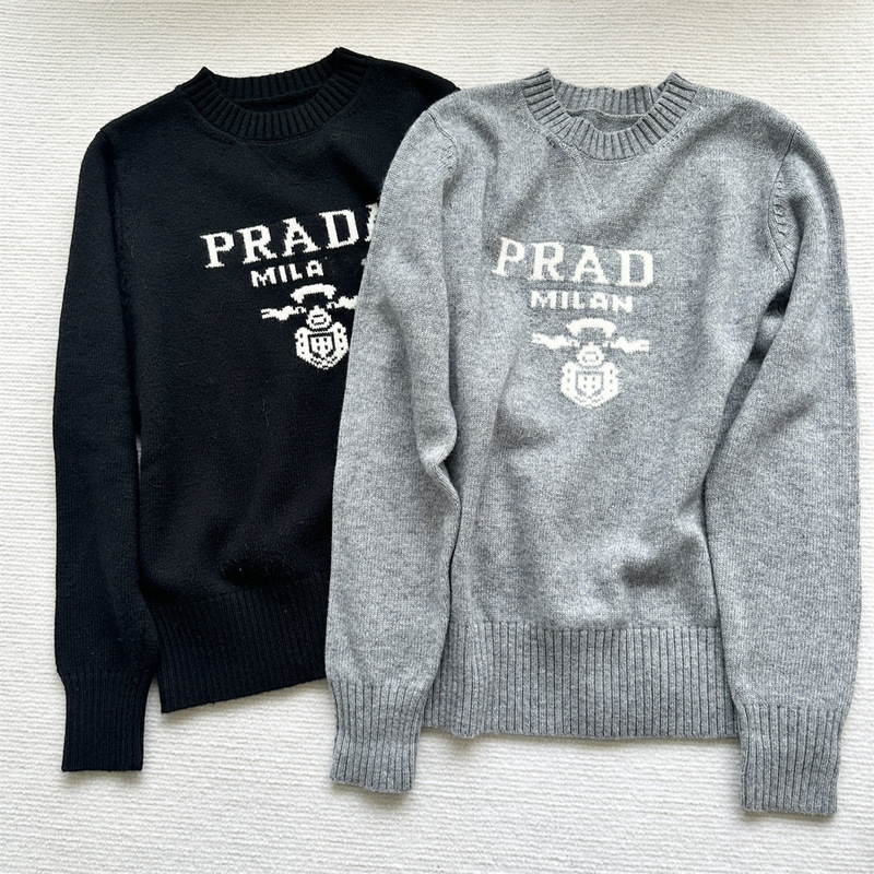 P Home 24 Autumn/Winter New Classic Letter Cashmere Base Sweater Logo Jacquard Casual Loose Versatile Knitted Sweater