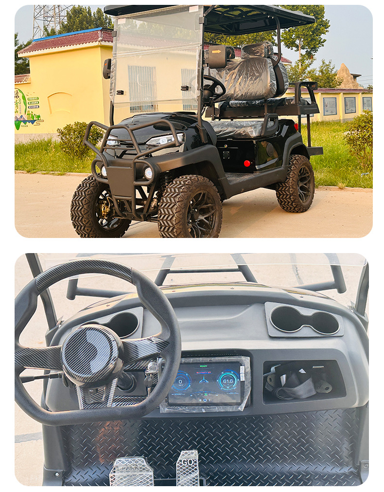 Electric Golf Cart Tourist Attraction Four-Wheel Sightseeing Car Factory Direct Sales Foreign Trade Export 4 Seats Cross-Border