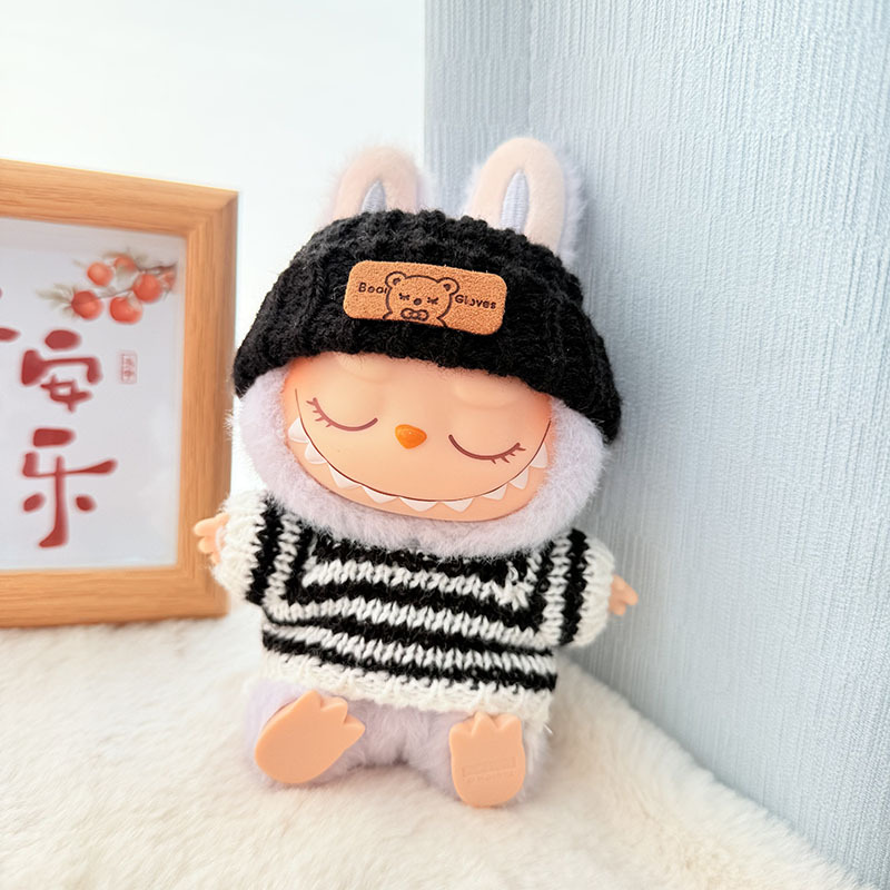 Solo ropa] Llavero de primera y segunda generación Labubu colgante de ropa Rabubu ropa de bebé suéter de punto traje de sombrero