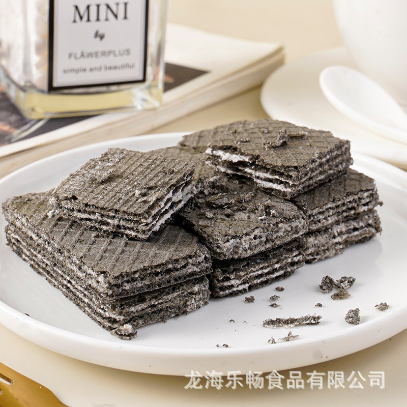 【全箱80包】五黒威化ビスケット黒豆黒ゴマ粗食ビスケット代食満腹間食卸売り|undefined