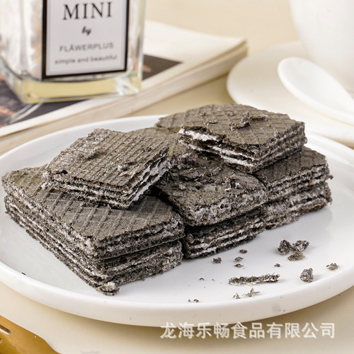 Full Carton 80 Packs 5 Black Wafer Cookies Black Bean Black Sesame Coarse Grain Cookies Meal Replacement Satisfying Snacks Wholesale