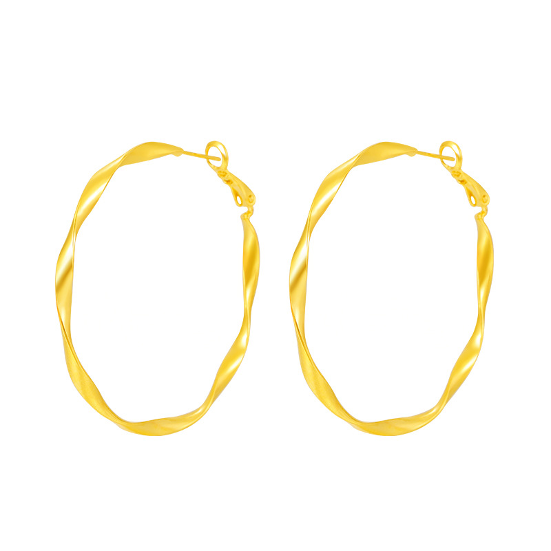 Pendientes de aleación de cobre personalizado anillo de oreja torcedura de oro Pendientes de mujer Mobius círculo espiral torcido estilo de celebridad de Internet
