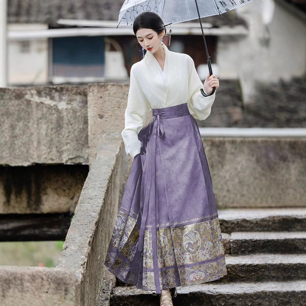 Purple Hanfu, set, long skirt, Chinese style, high-quality style