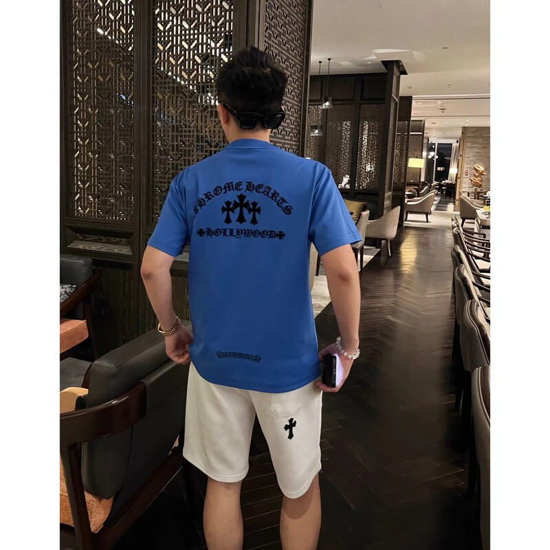 [Ch Cross] Richard's Handsome Fashion Trendyy Three-Color Sanskrit Letters High-Quality Short-Sleeved T-Shirt Half-Sleeved