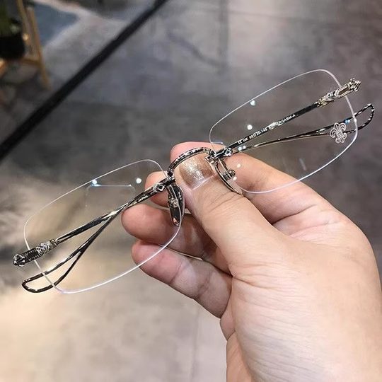 Cut-edge Rimless Glasses Pure Ultra-light Myopia Glasses Men's Small Face Fashion Blue-proof Flat Glasses Women's Equipped with Dches