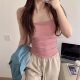 All-match thin shoulder vest with chest pad pure pleated bottoming shirt tube top thin top outer wear Slimming Beauty back sling