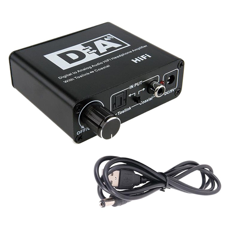 Convertidor de frecuencia digital a analógica, ajuste de volumen 3.5, fibra óptica coaxial a analógico, decodificador de audio 5.1
