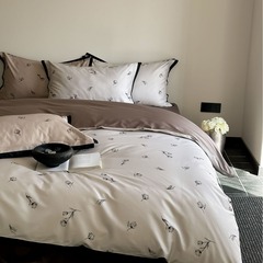 A-Grade 120 Piece Long Staple Cotton Four-Piece French Light Luxury Floral Digital Print High-End 100% Cotton Bedding Set
