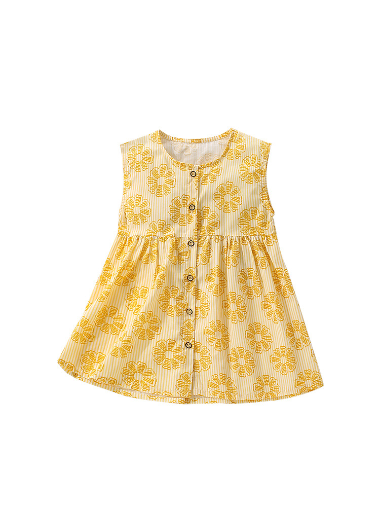 Vestido de niña malwee transfronterizo verano nuevo estilo falda sin mangas linda niña cuello redondo niños europeos y estadounidenses