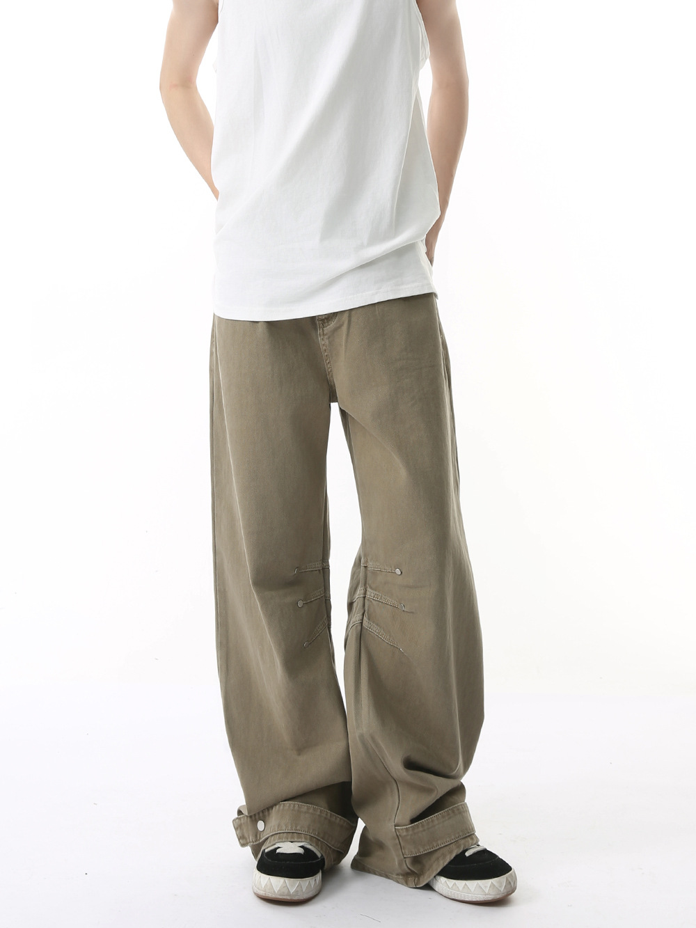 MTLCLOTHES Hombres| Cleanfit retrógrado deconstrucción herramienta machete jeans de piernas anchas de alta tendencia