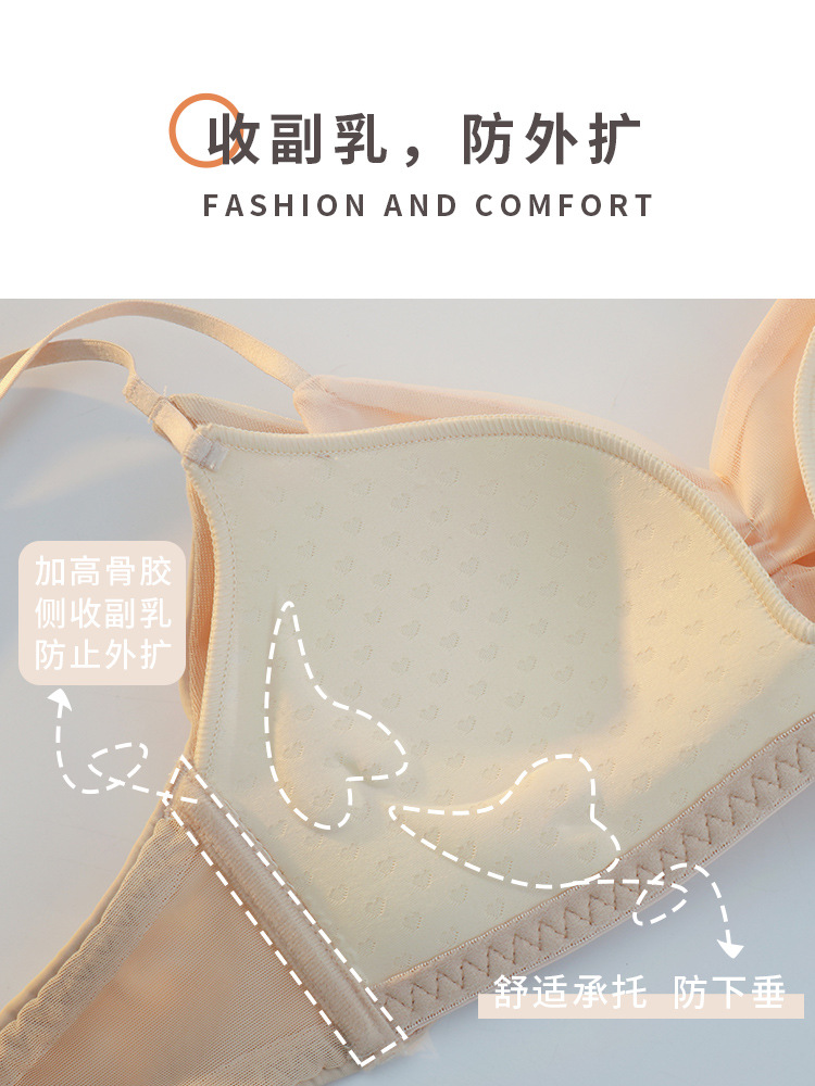 Pecho pequeño de la muchacha de la ropa interior de las mujeres empuja hacia arriba la espalda inalámbrica anti-flacidez ajustable sexy sujetador fino conjunto 3735