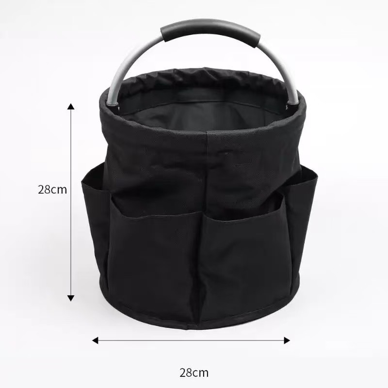 접이식 원형 수납 바구니 캠핑 목욕 다용도 손잡이형