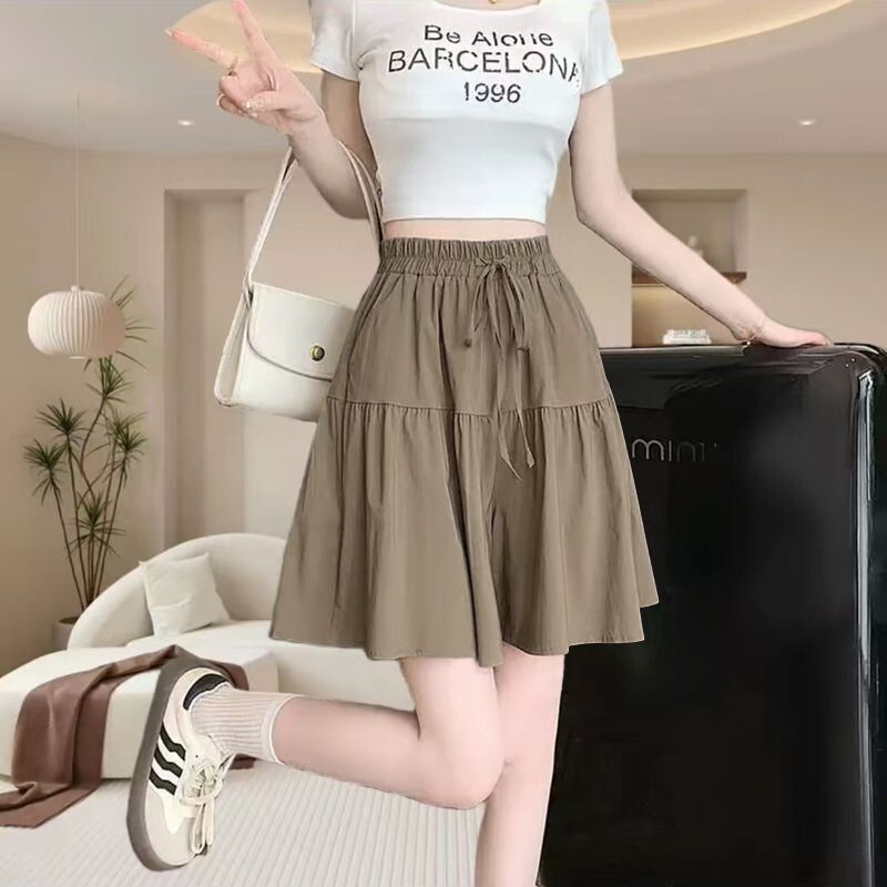 Summer Casual Fashion Korean Style High Waist Women's Shorts Simple New Solid Color Fashionable All-match Loose Wide-leg Shorts Summer Casual Fashion Korean Style High Waist Women's Shorts Simple New Solid Color Fashionable All-match Loose Wide-leg Shorts