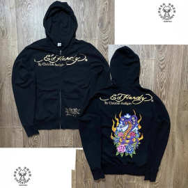 Oversized Hoodie男女Y2K哥特Christian Audigier Ed Hardy 拉链