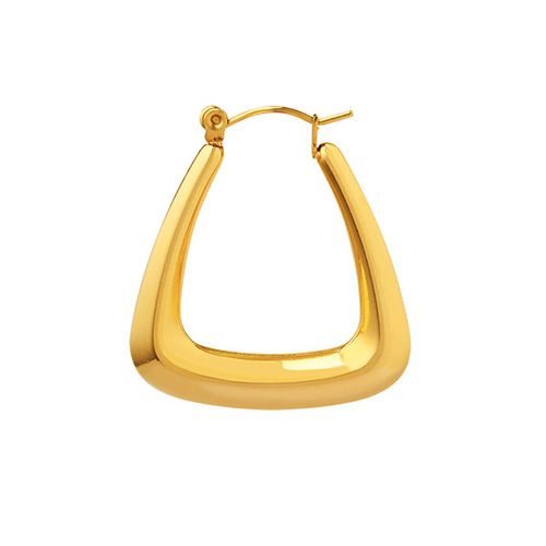 INS Fashion Women's Versatile Earrings Geometric 18K Gold Titanium Steel Smooth Pot Shape Hollow European and American Style Earrings Jewelry