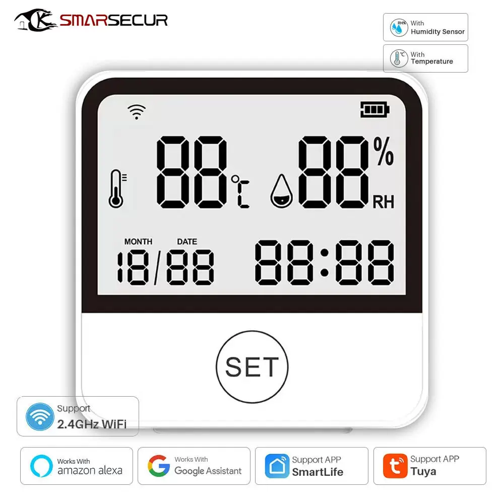 涂鸦智能wifi无线联动温湿度感应传感器 智能家居带时间日期显示
