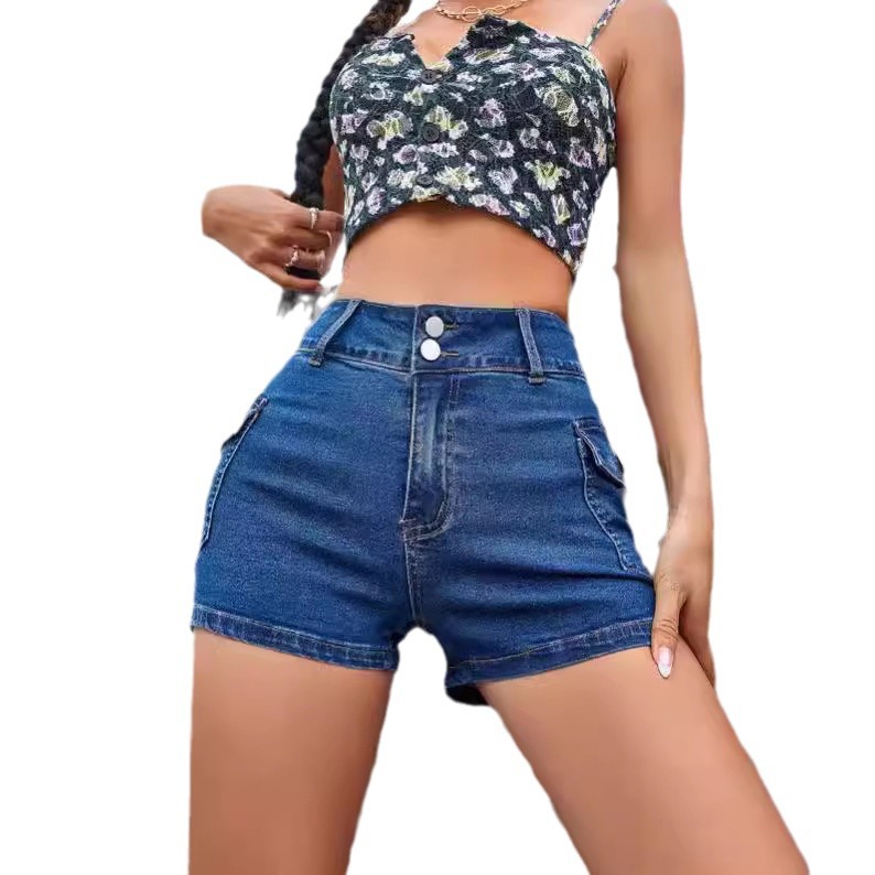 Pantalones Cortos de Mezclilla Cargo con Botones para Mujer de Algodón