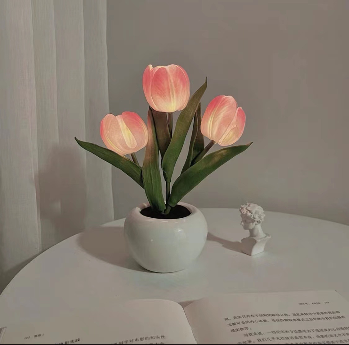 Regalo del Día de la Madre, Lámpara Nocturna LED con Forma de Tulipán, Ramo 520 para Niñas, Decoración de Dormitorio, Ambiente, Lámpara de Mesa con Flores Secas