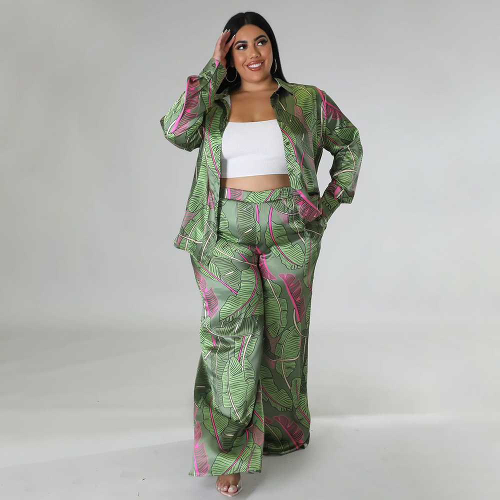 Daily Retro Printing Spandex Polyester Pants Sets Plus Size Two-piece Sets display picture 4