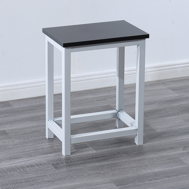 Taburete de taller al por mayor, línea de montaje de fábrica, taburete de trabajo, taburete cuadrado pequeño de acero y madera, taburete de hierro de comida rápida, oro de entrenamiento