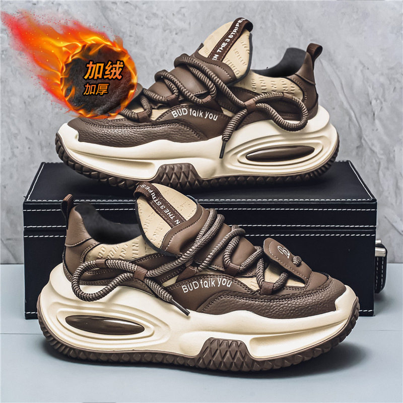 Giày thể thao nam cổ thấp lót lông giữ ấm, đế dày tăng chiều cao, kiểu sneaker dạo phố — X5128- 1m màu xanh lá cây, X5128-1 Kaki, X5128-1 đỏ xanh