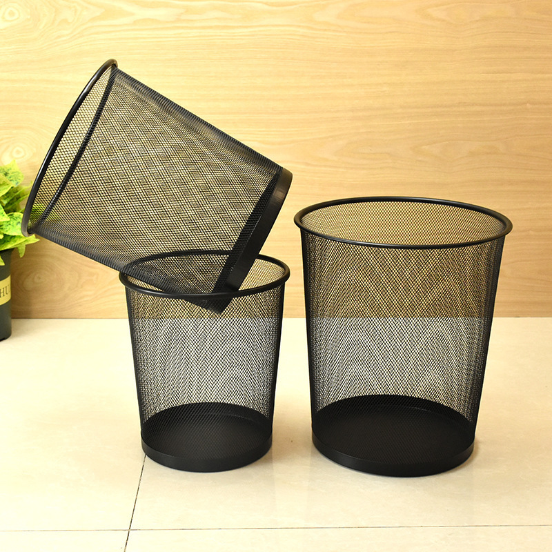 [Manufacturer] Wire Mesh Metal Trash Can, Office Waste Paper Basket, Home Storage Bucket, Simple Lidless Waste Paper Basket Wholesale