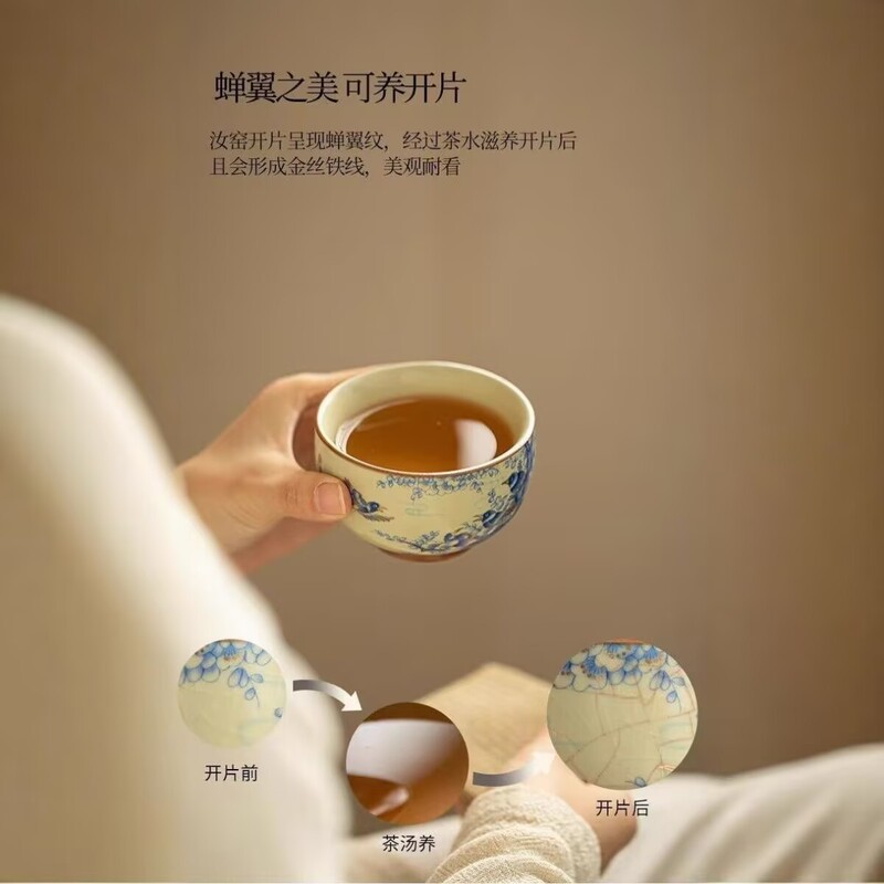 仿宋汝窑喜上眉梢禅定杯陶瓷主人杯家用功夫茶具个人品茗杯泡茶杯|undefined