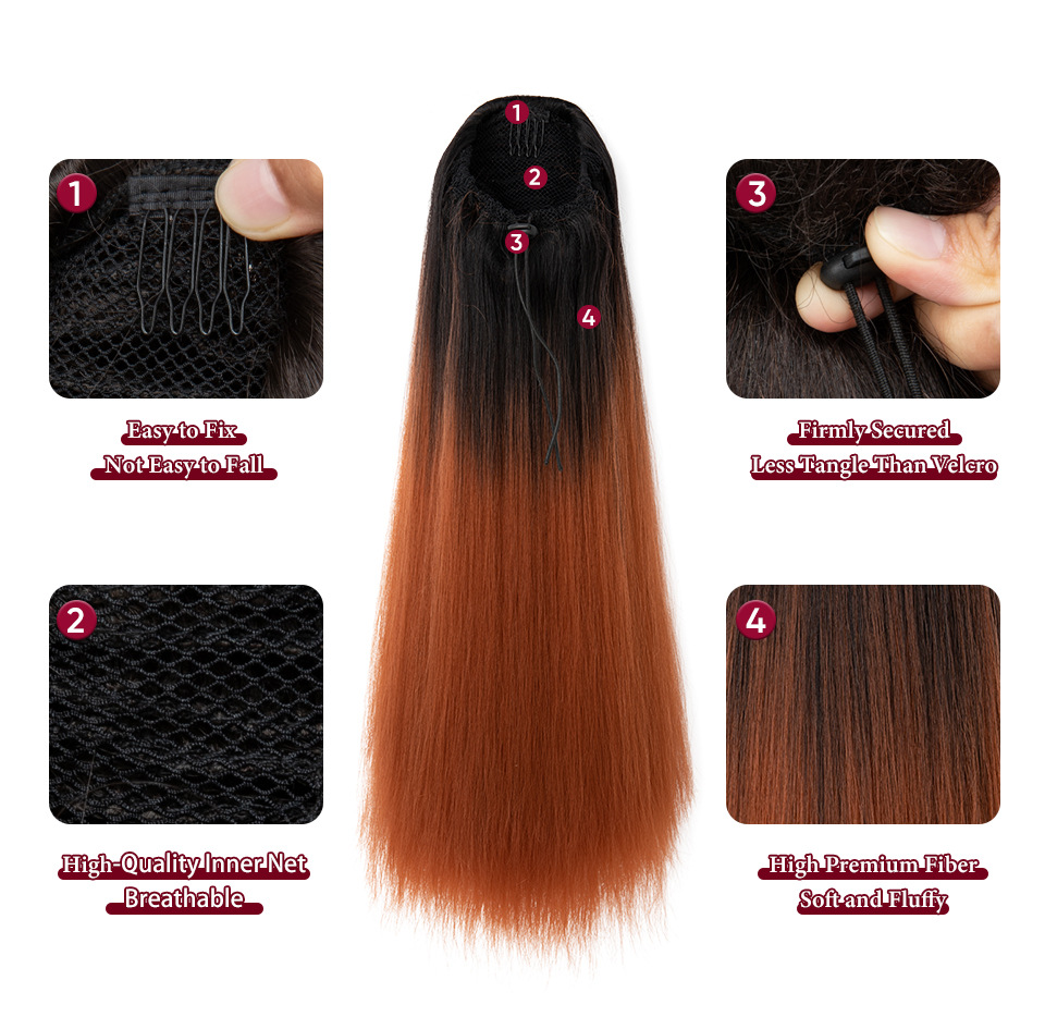 high temperature wire Hair Material Women's Casual Multicolor Casual High Temperature Wire Ponytail Wig Clips