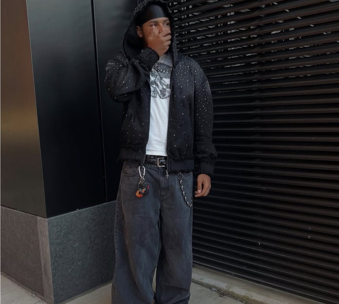 Pull à capuche zippé style bohème chic avec losanges, tendance automne-hiver pour homme, manteau ample style streetwear hip-hop_voghion.com