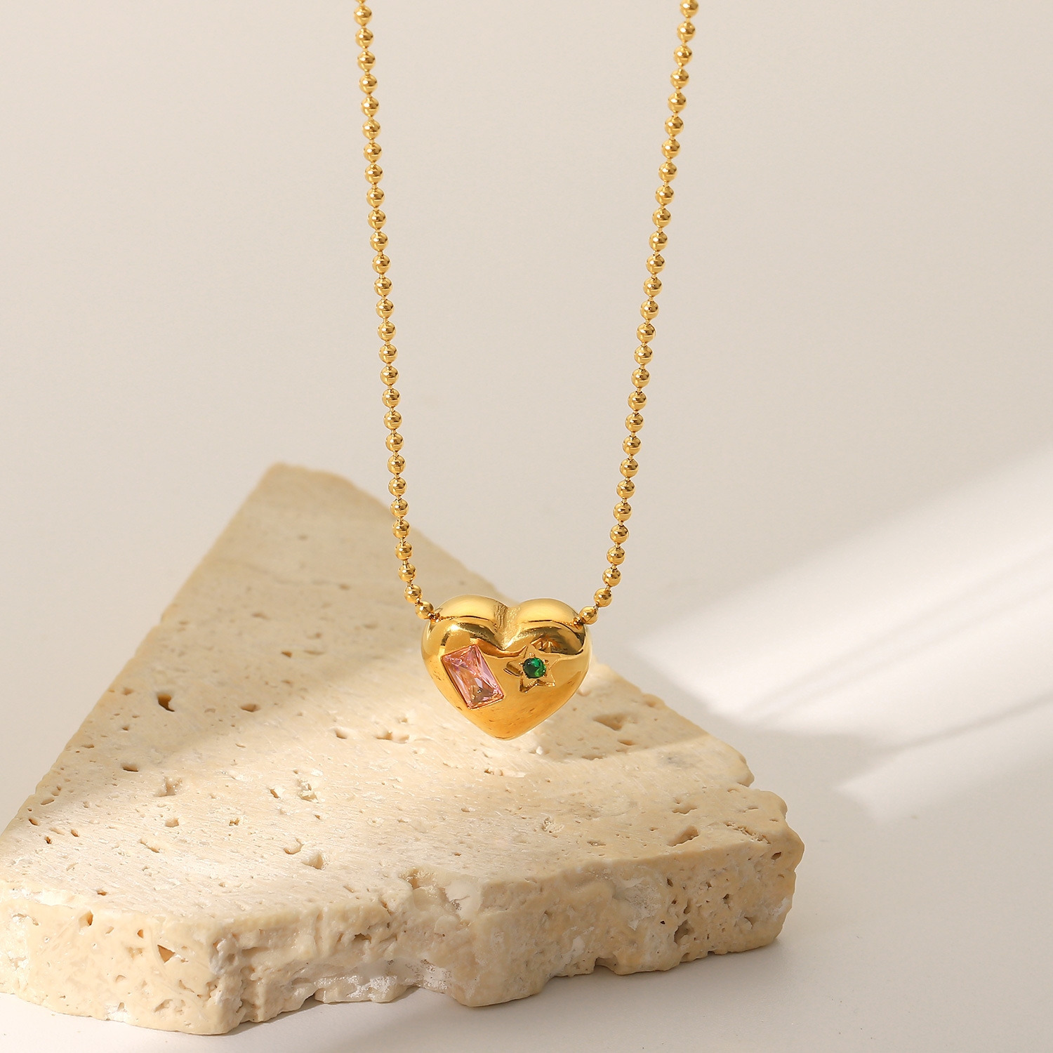 Fashion Geometric Stainless Steel Pendant Necklace Plating Zircon Stainless Steel Necklaces