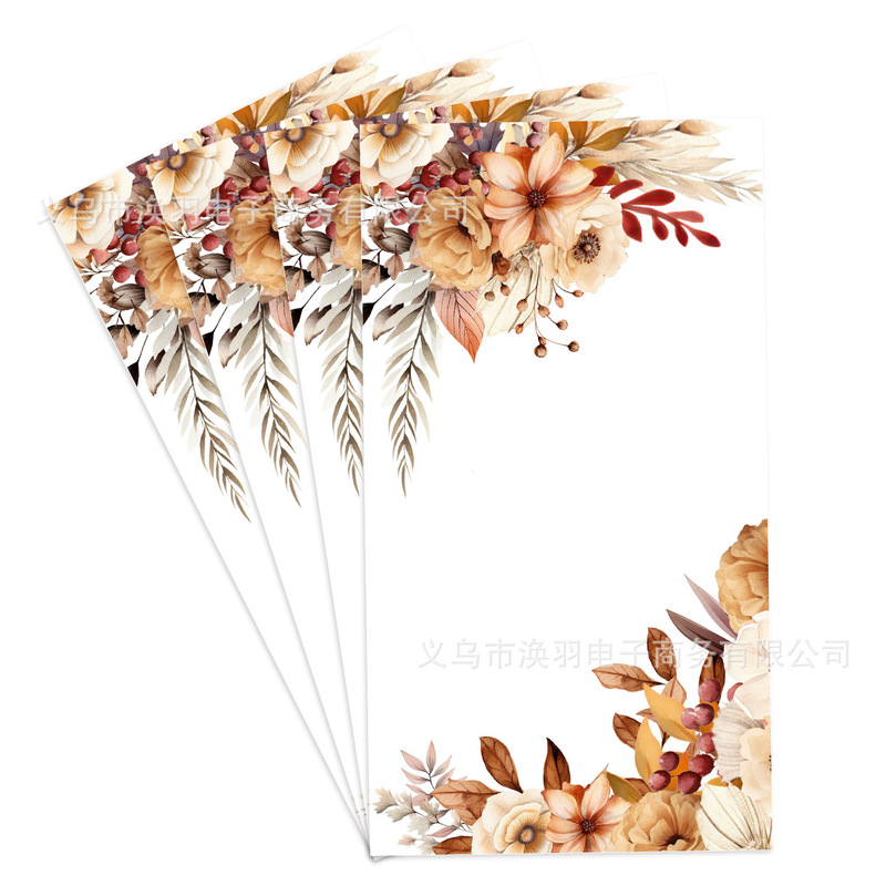 [Ready Stock] Rectangular Tissue Bohemian Autumn Floral Theme Party Disposable Printed Napkin Manufacturer