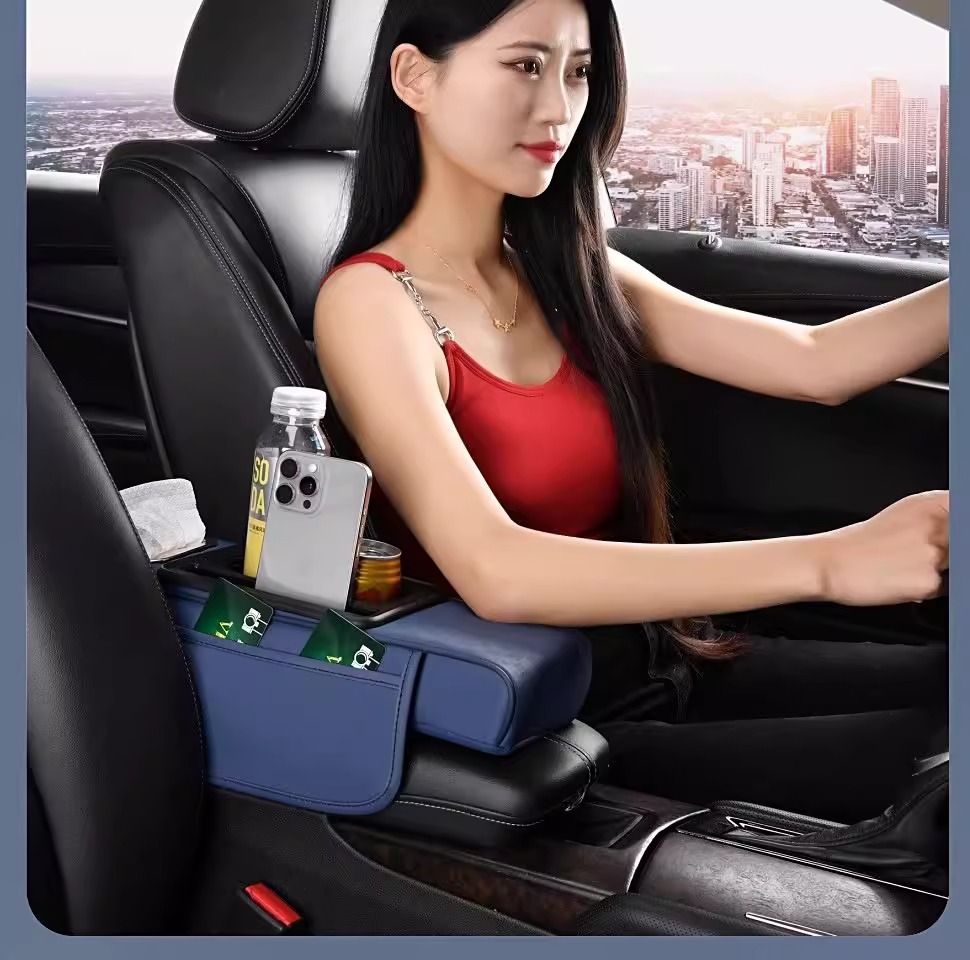 Car Compact Special Car Armrest Box Protective Pad Tissue Box Central Narrow Elbow Heightening Pad Water Cup Holder