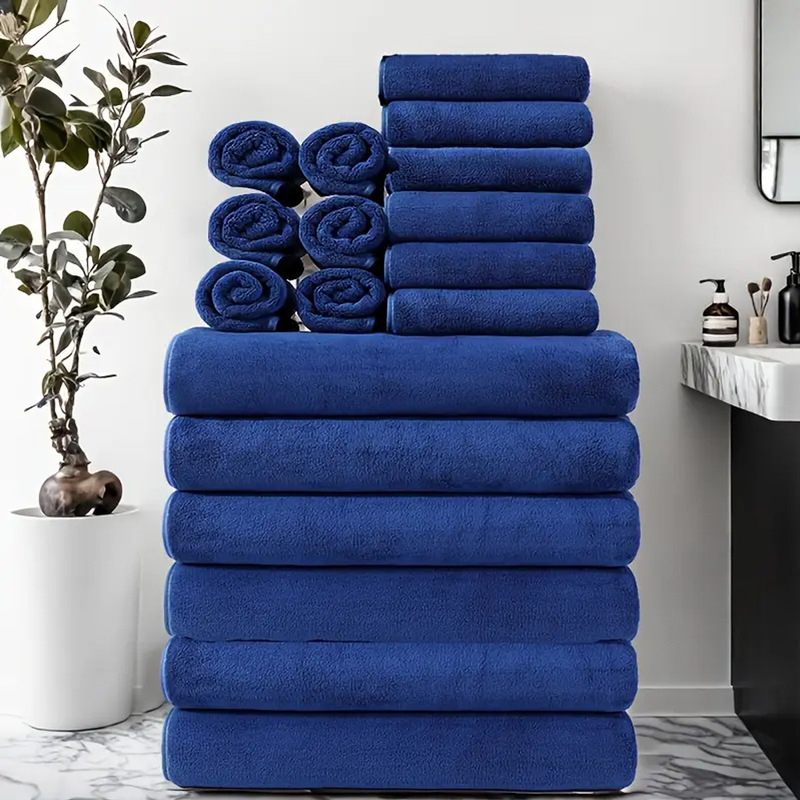 Cross-Border Towel Bath Towel 18-Piece Set Household Coral Velvet Bath Face Wash Absorbent Towel Bath Towel Square Towel Multi-Piece Set