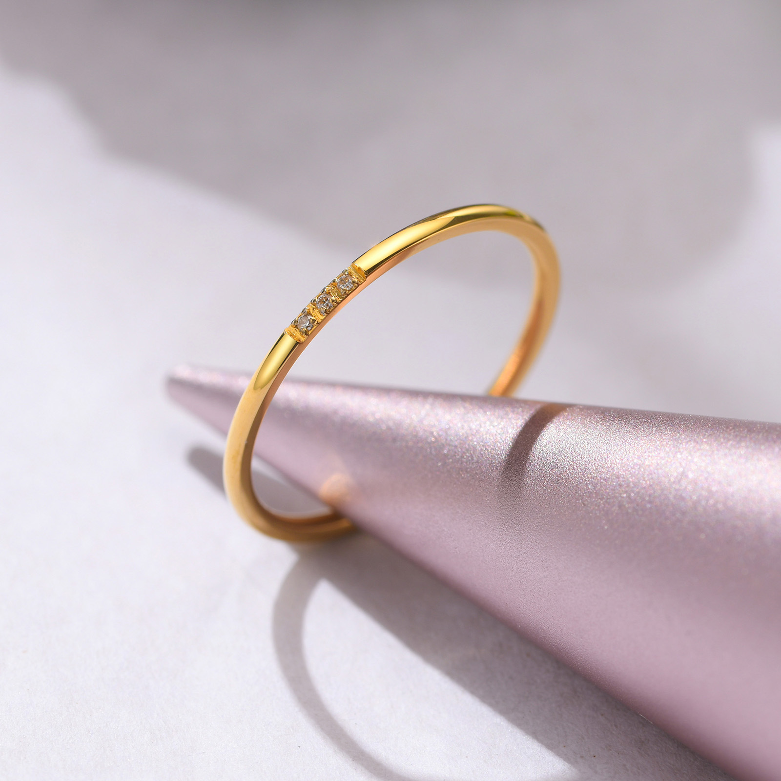 Simple Style Geometric Titanium Steel Rings Inlay Zircon Stainless Steel Rings