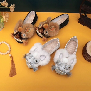 2025 Spring New Intangible Cultural Heritage Handmade Tiger Head Shoes for Women Adults Plaid Soft Sole Ethnic Style Cloth Shoes New Chinese Style National