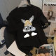 200g pure cotton heavy industry 3D cartoon Three-dimensional embroidery short-sleeved T-shirt women's summer Korean style fashion loose Western style top