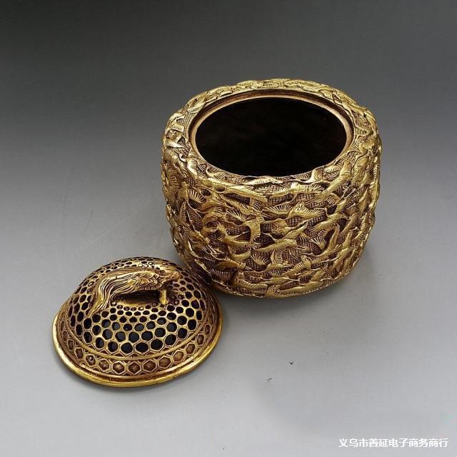 黄铜大号千鹤熏香炉摆件盘香炉古玩铜器仿古黄铜工艺品黄铜香炉