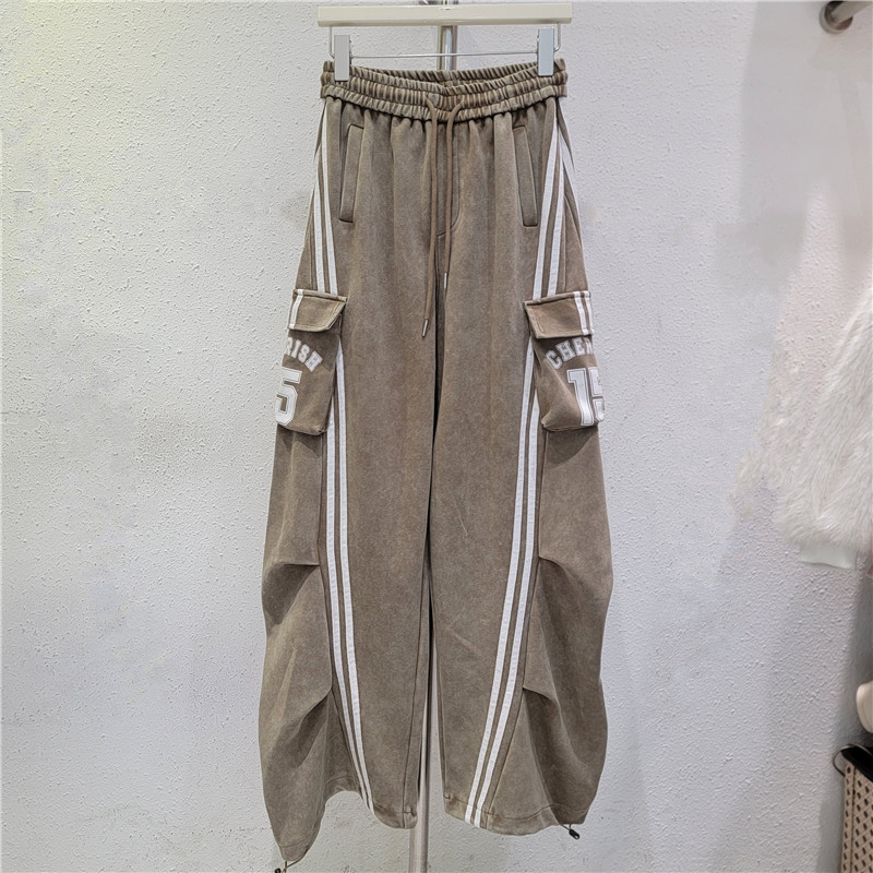 Pantalones de trabajo de moda europea, pantalones de trabajo de mujeres, primavera y otoño, nuevos temperamentos casuales a rayas, pantalones de piernas anchas, pantalones de toallas image 3