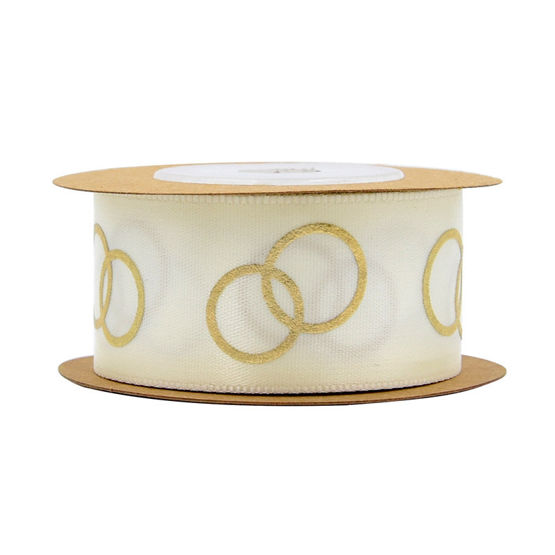 Transfronterizos seda estampada cinta de poliéster decoración de boda embalaje de regalo impresión plumas amorosa cinta de pez 5 metros